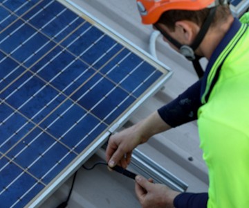 A commercial solar installation inspection.